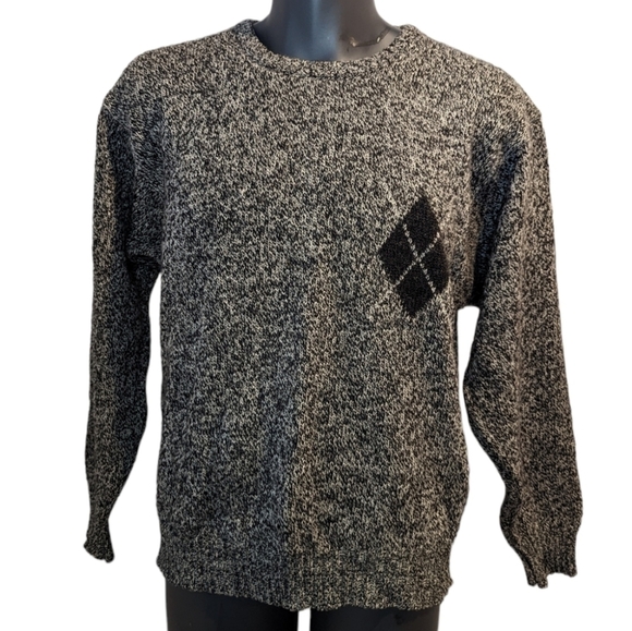 vintage marled grey wool sweater medium - Picture 2 of 6